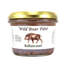 Ballancourt Wild Boar Pâté in a glass jar with a gold lid and traditional white label.