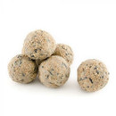 Five high-energy suet balls for wild birds, packed with seeds and fats to provide essential nutrition and energy.
