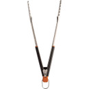 Front view of extra-long barbecue tongs displaying serrated gripping tips for secure handling of meats and vegetables.