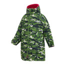 Camo-patterned coat with a hood, featuring shades of green and black. The label reads "Regatta Great Outdoors." The inside lining is bright pink.