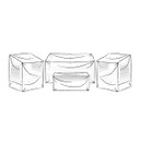 Diagram of four garden furniture items with covers over each.