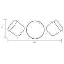 A layout diagram showing the recommended spacing for a two-seater bistro set, including the table and chairs, with measurements in metres.