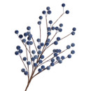 Detailed view of the blue berry Christmas spray, showcasing frosted berry clusters on natural-look brown branches for elegant festive decorating.