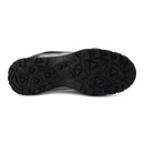 Underside view of hiking trainer showing durable black rubber sole with deep tread pattern for strong grip.