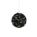 Black and Gold Sequinned Bauble on a white background