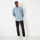 Crew Clothing Men's James Washed Poplin Check Shirt - Indigo/Sand/Trellis