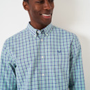 Crew Clothing Men's James Washed Poplin Check Shirt - Indigo/Sand/Trellis