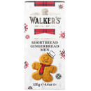 Walker’s Shortbread Gingerbread Men in a festive white 125g box featuring a gingerbread man illustration.