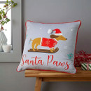 Catherine Lansfield Santa Paws Cushion - Grey
