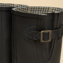 Close-up of the innter section of tall black Joules Wellington boots