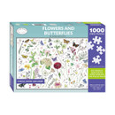 Otter House Flowers and Butterflies 1000 piece jigsaw puzzle by Madeleine Floyd, eco-friendly box featuring colourful wildflowers and butterflies illustration.