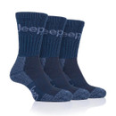 A row of three navy socks with 'Jeep' branding at the top.