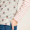 Joules Women's Brancaster Print Top - Grey Stripe