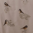 Close up of the bird design on the Dreams & Drapes Lodge Chickadees Bedding Set