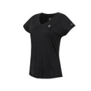 Angled front view of the black V-neck sports T-shirt on a white background.