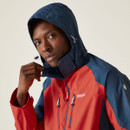 Regatta Men's Calderdale V Waterproof Shell Hooded Jacket - Danger Red/Moonlight Denim