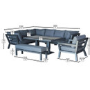 Bramblecrest San Marino 9 Seater Aluminium Garden Furniture Corner Sofa Dining Set with Adjustable Table