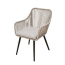 Close up of a wicker chair on a white background