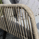 A view of the arm of a 7 seater corner dining garden furniture set on a patio