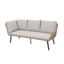 A view of one sofa of a 7 seater corner dining garden furniture set on a white background