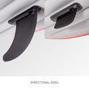Directional skeg fin attachment for improved tracking on inflatable kayak