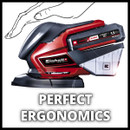 Einhell cordless multi-sander with Power X-Change battery fitted, showing its ergonomic handheld design.