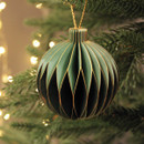 4 Green Paper Tree Decorations - 8cm