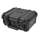 Sturdy black hard case with reinforced edges and dual latches, designed for secure storage and transportation. Robust and professional appearance.