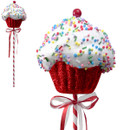 Red Cupcake Pick on a white background