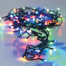 Close up of 96 LED Outdoor Battery Operated Lights, Multi-Coloured - 7m lit up on a grey background