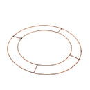 Copper wire wreath frame on a white background, featuring a circular metal ring for creating floral wreaths, seasonal decorations and DIY craft projects.