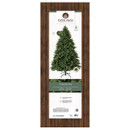 Packaged 180cm artificial Christmas tree in retail box packaging, featuring a full traditional shape and realistic evergreen foliage.