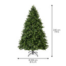 240cm artificial Christmas tree with a 155cm diameter, featuring a full shape, realistic green branches and a durable metal stand for large indoor displays.