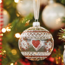 Clear Glittery Glass Bauble hanging on a Christmas tree