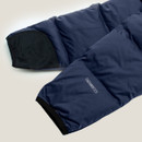Navy blue insulated jacket sleeve with black cuff and "THERMOFLEX" logo.