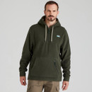 Forest green Ridgeline men’s ballistic hoodie with quarter zip, drawstring hood and front kangaroo pocket.