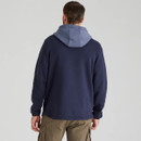 Rear view of a Ridgeline Men's South Island Hoodie in a two-tone Navy