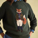 Dark green women's jumper with fox