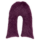 A purple v-shaped body cushion with a quilted diamond texture on a white background.
