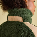 Green and cream women's fleece pull over quarter zip jumper