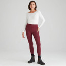 A front view of a burgundy pair of Ridgeline women's infinity leggings.
