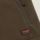 Close-up of a brown fleece garment with a 'Hoggs Professional' label.