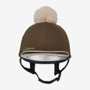 An Alpine green coloured hat silk with grey pom pom on a grey background