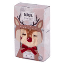 A boxed pair of reindeer socks.