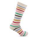 A multicolour stripy sock.