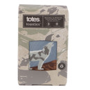 A box with blue socks with wolves on.