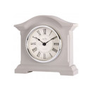 Taupe Acctim Cliffburn Quartz Battery Mantle Clock on a white background