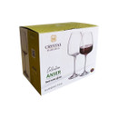Box of 6 of the Crystal Bohemia Anser Red Wine Glasses on a white background