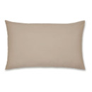 A plain beige rectangular pillow on a white background.