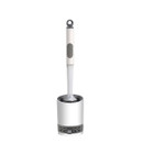 White and grey toilet brush on white background